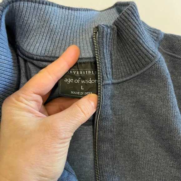 Age of Wisdom Reversible blue quarter zip sweater L - Picture 7 of 9